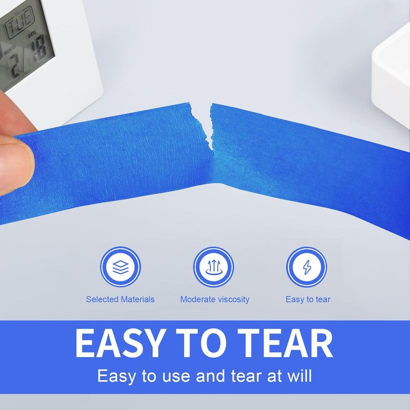 JayJayup Painters Tape 2 Inch Wide, 4 Rolls Blue Masking Tape, 2 Inches x 55 Yards x 4 Rolls, 220 Yards in Total - Image 3